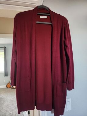 Grace Karin Women's Open Front Long Cardigan Sweater - Burgundy/Maroon